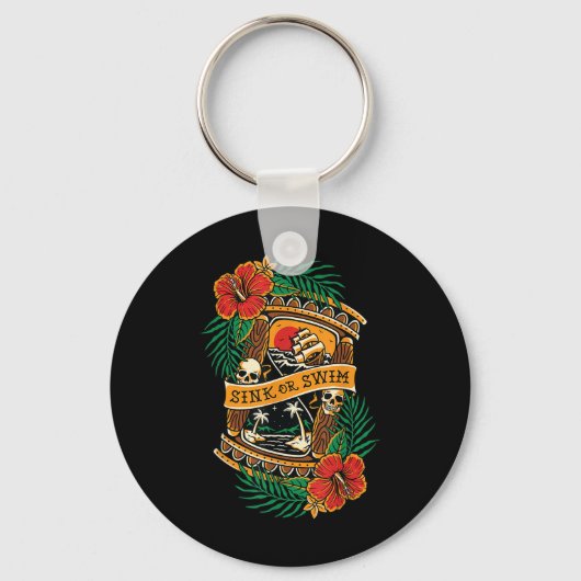 American Traditional Tattoo Old School Flash Skull Sleutelhanger (Voorkant)