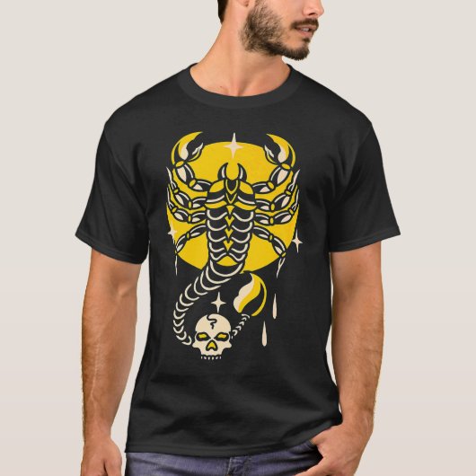 American Traditional Tattoo Scorpion Old School Fl T-shirt (Voorkant)