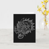 American Traditional Wolf Head Outline Tattoo Kaart (Gele Bloem)