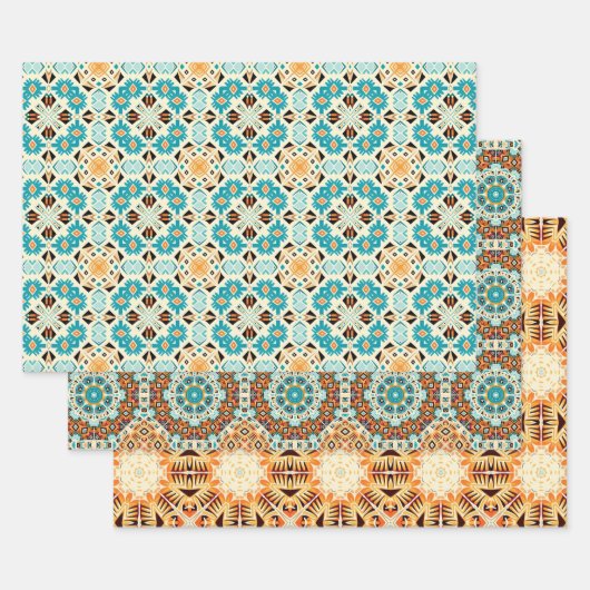 American Tribal Native Naadloze Patroon Set No6 Inpakpapier Vel (Set)