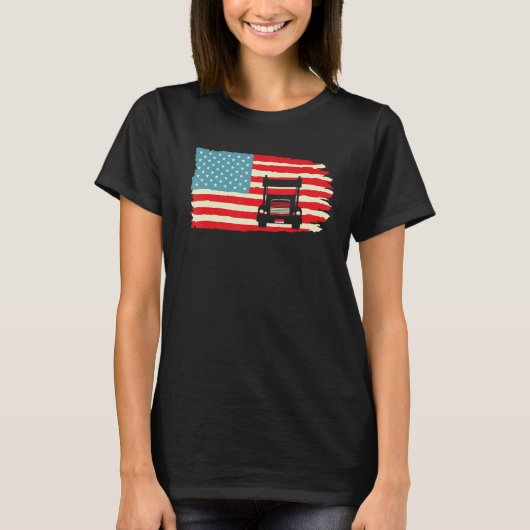 American Truck Driver Patriotic US Flag Semi Trail T-shirt (Voorkant)