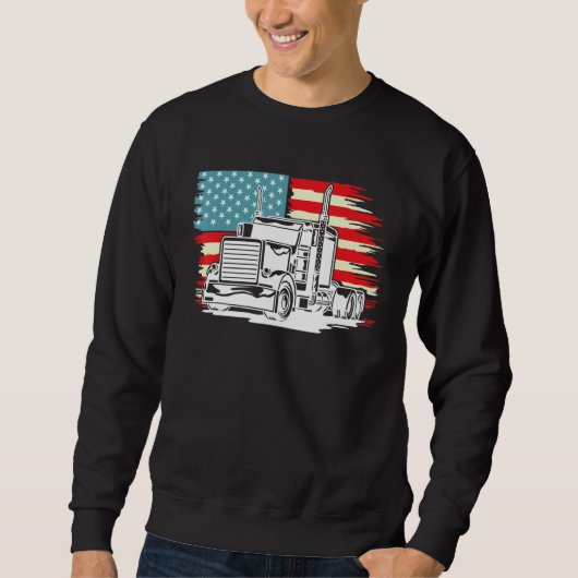 American Truck Driver Patriotic US Flag Semi Trail Trui (Voorkant)