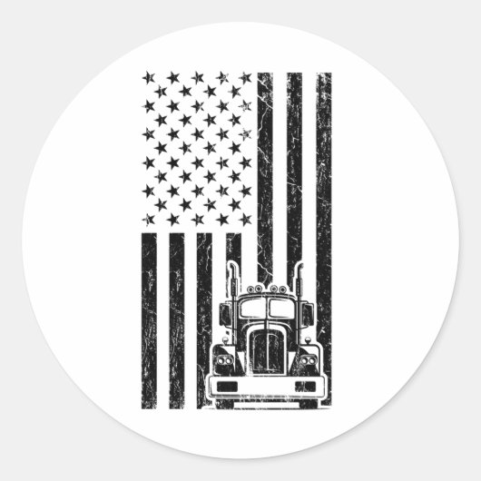 AMERICAN TRUCK FLAG Trucker Big Rig Truck Ronde Sticker (Voorkant)