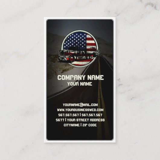 American Truck on Winding Old Road Visitekaartje (Voorkant)