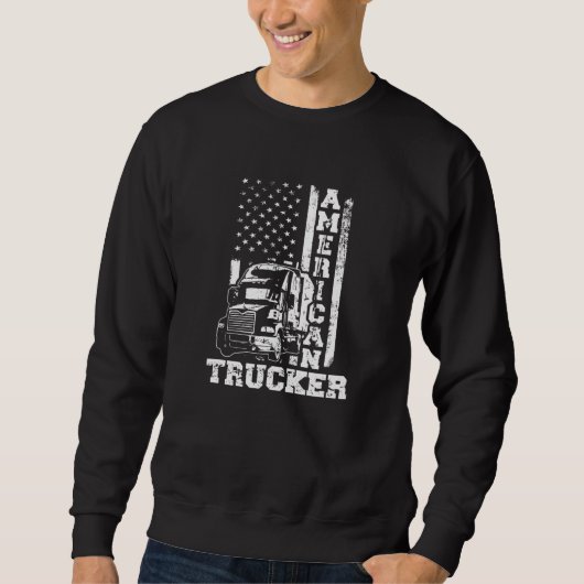 American Trucker American Flag US Patriotic Big Ri Trui (Voorkant)