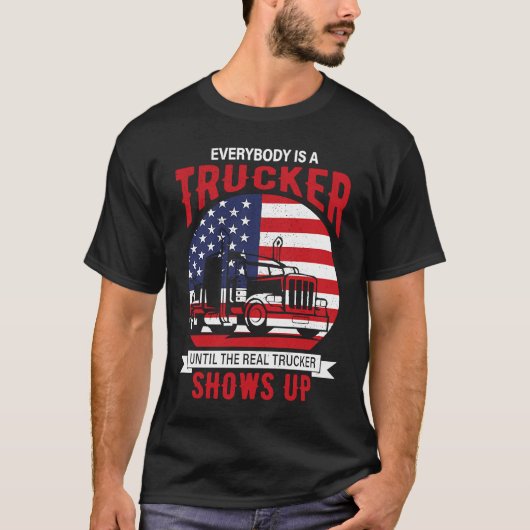 American Trucker Truck Driver Father Dad Husband T-shirt (Voorkant)