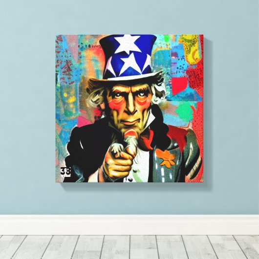 American Uncle Sam Canvas Afdruk (Insitu (Houten vloer))