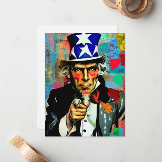 American Uncle Sam Notitiekaartje (Voorkant / Achterkant in situ)