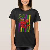 American US Flag Crawfish Funny Mardi Gras Carniva T-shirt (Voorkant)