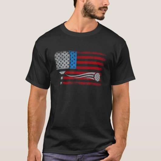 American US Flag Pickleball Player Paddleball 4th  T-shirt (Voorkant)