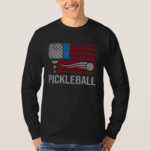 American US Flag Pickleball Player Paddleball 4th  T-shirt (Voorkant)