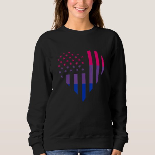 American USA Bisexual Flag Bisexuality Heart Bisex Trui (Voorkant)