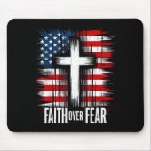 American Usa Flag Christ Faith Over Fear With Cros Muismat (Voorkant)