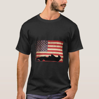 American Usa Flag Indy Car Fan Racecar Formula T-shirt
