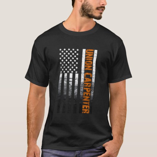 American Usa Flag Union Carpenter Woodworking T-shirt (Voorkant)