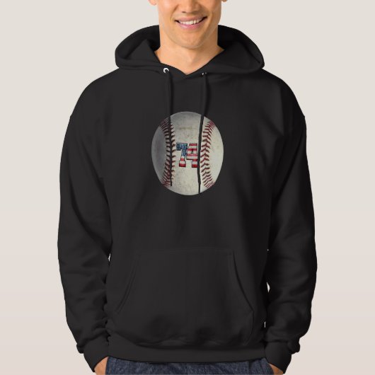 American USA Flag With Retro 74 Baseball Number 74 Hoodie (Voorkant)
