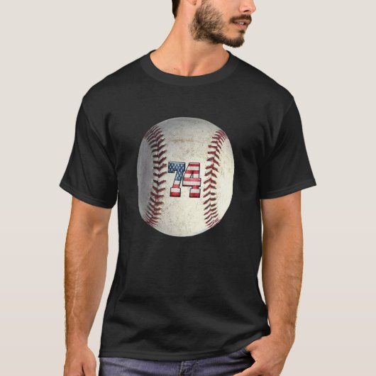 American USA Flag With Retro 74 Baseball Number 74 T-shirt (Voorkant)