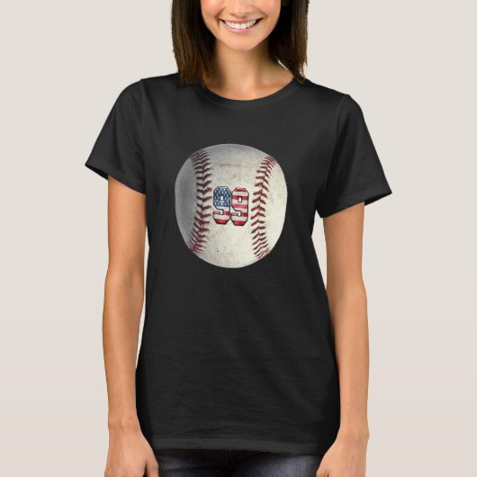 American USA Flag With Retro 99 Baseball Number 99 T-shirt (Voorkant)