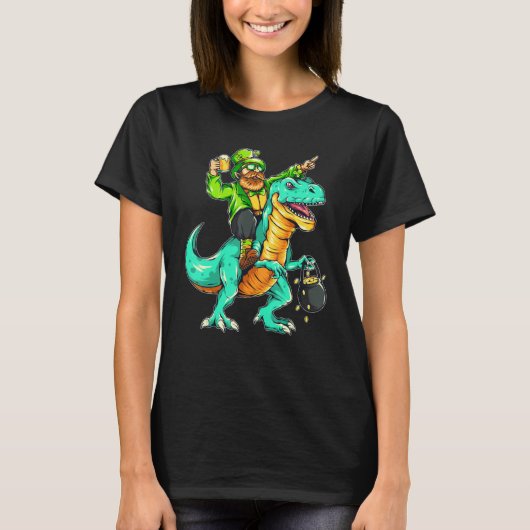 American USA Irish Flag St Patricks Day And T-Rex T-shirt (Voorkant)