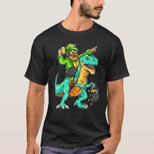 American USA Irish Flag St Patricks Day And T-Rex T-shirt (Voorkant)