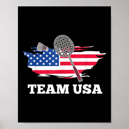 American Usa Team Shuttle Racket Badminton Player Poster (Voorkant)