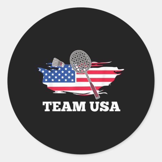 American Usa Team Shuttle Racket Badminton Player  Ronde Sticker (Voorkant)