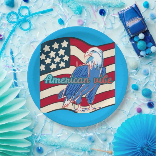 American vibe azure papieren bordje (Feest)