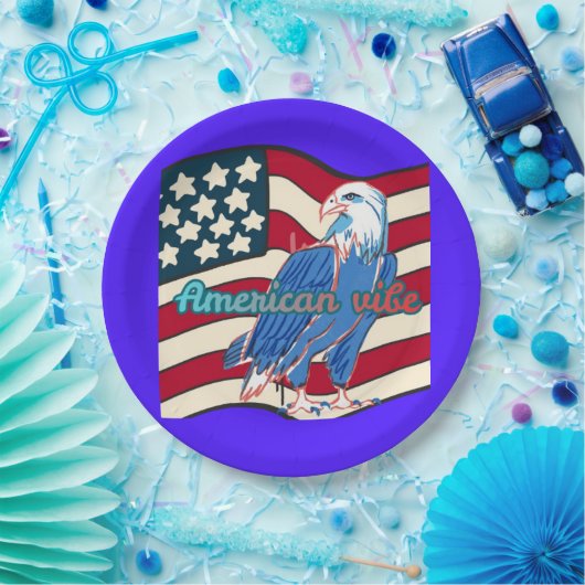 American vibe blue papieren bordje (Feest)