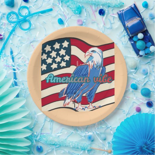 American vibe peach papieren bordje (Feest)