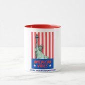 "American Vibes" Statue Liberty Red Stripes Custom Mok (Midden)