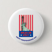 "American Vibes" Statue Liberty Red Stripes Custom Ronde Button 5,7 Cm (Voorkant)