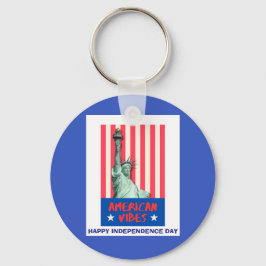 "American Vibes" Statue Liberty Red Stripes Custom Sleutelhanger