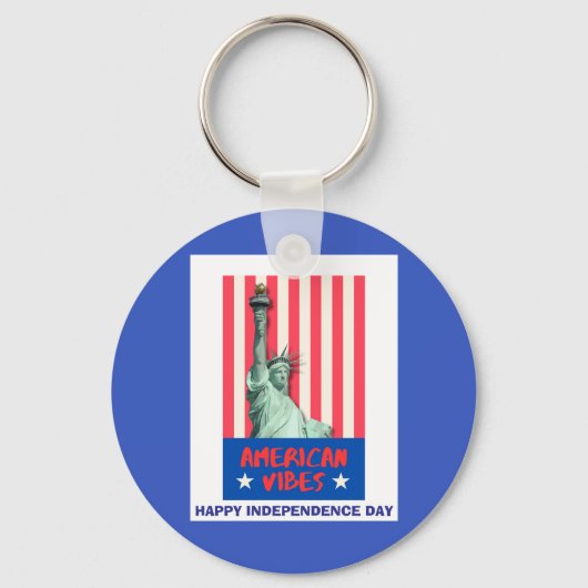 "American Vibes" Statue Liberty Red Stripes Custom Sleutelhanger (Voorkant)