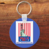 "American Vibes" Statue Liberty Red Stripes Custom Sleutelhanger (Voorkant)