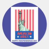 American Vibes Vrijheidsbeeld Custom Ronde Sticker (Voorkant)
