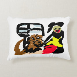 American Water Spaniel en dame wandelen Accent Kussen