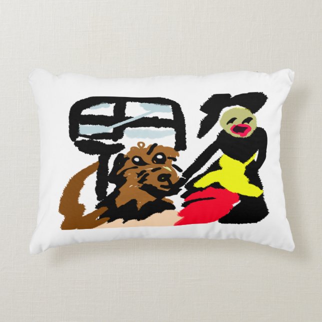 American Water Spaniel en dame wandelen Accent Kussen (Voorkant)