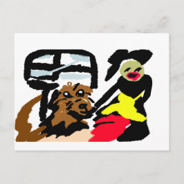 American Water Spaniel en dame wandelen Briefkaart