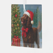American Water Spaniel Vakantie  Glas Ornament (Voorkant links)