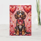 American Water Spaniel Valentine Dog with Hearts Kaart (Voorkant)