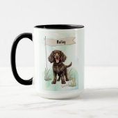 American Water Spaniel Watercolor Personalized Dog Mok (Links)