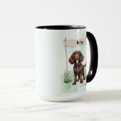 American Water Spaniel Watercolor Personalized Dog Mok (Voorkant rechts)