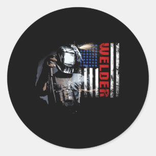 American Welder Welder American Flag Proud Welding Ronde Sticker