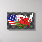 American Welsh Flags Map Canvas Afdruk (Voorkant)