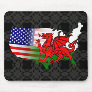 American Welsh Flags Map Mousemat Muismat