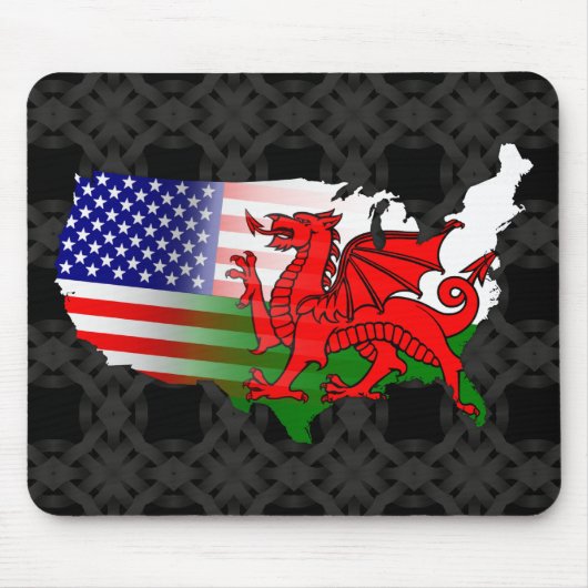 American Welsh Flags Map Mousemat Muismat (Voorkant)