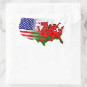 American Welsh Flags Map Rechthoekige Sticker (Tas)