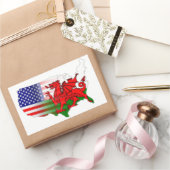 American Welsh Flags Map Rechthoekige Sticker (Geschenken)
