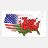 American Welsh Flags Map Rechthoekige Sticker (Voorkant)