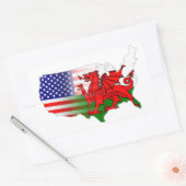 American Welsh Flags Map Rechthoekige Sticker (Envelop)